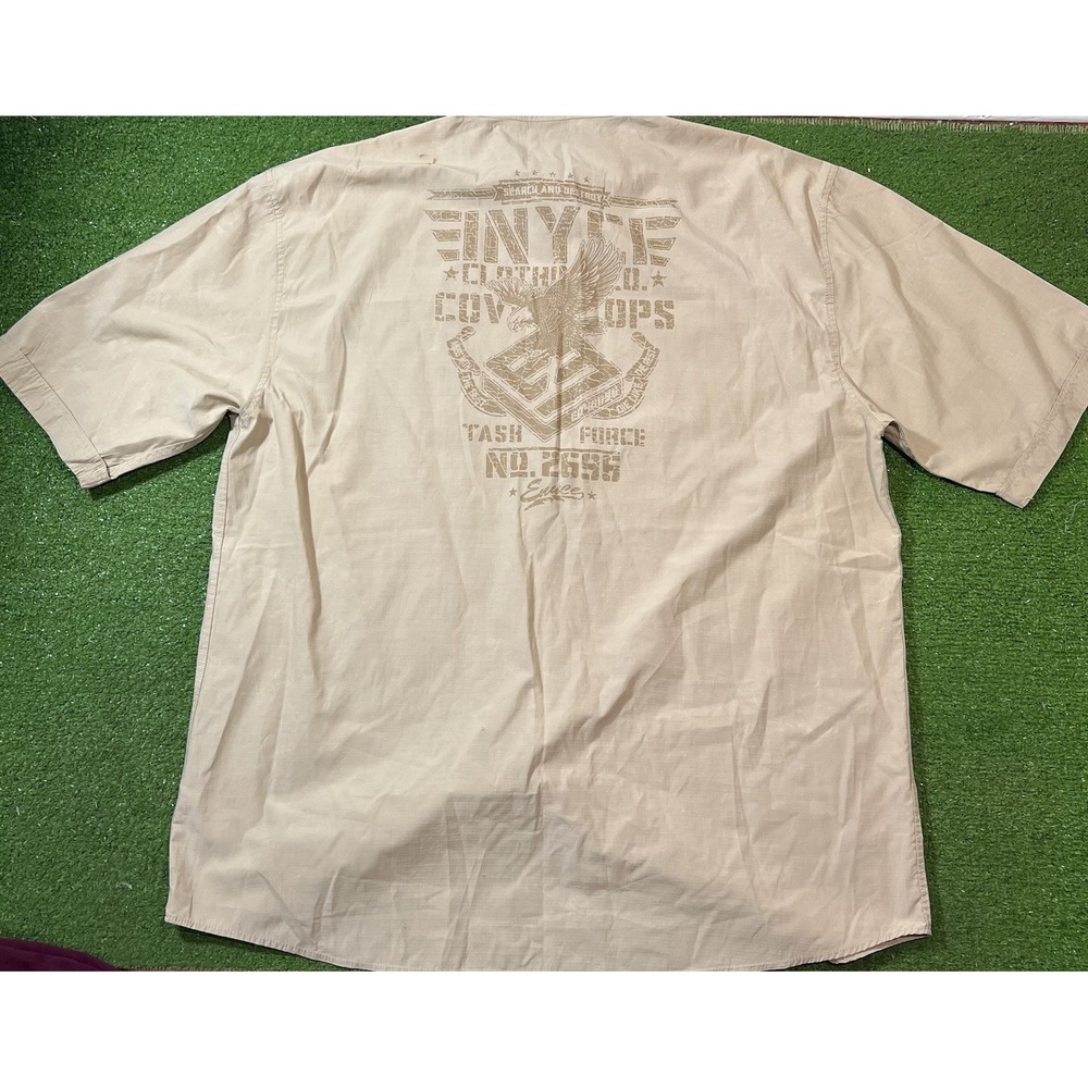 Y2K ENYCE button Up 5XL Khaki Military Style Eagle ENYCE Task Force Sean Combs